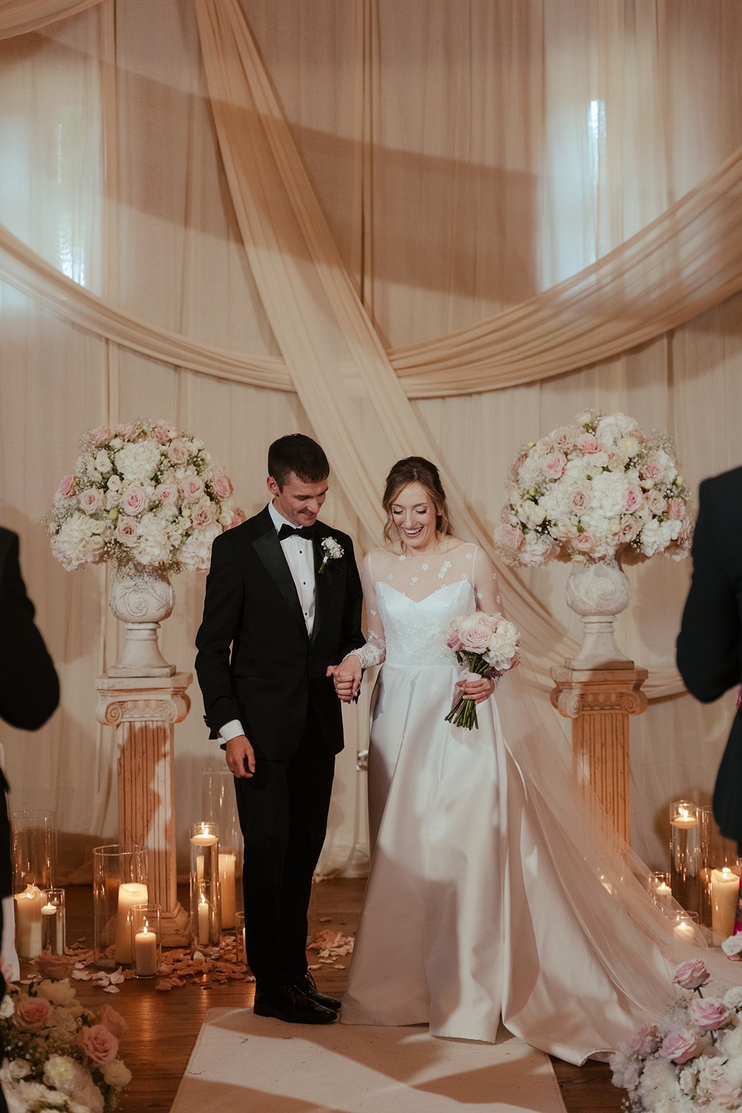 Becky and Harley, just married at Worstead Estate