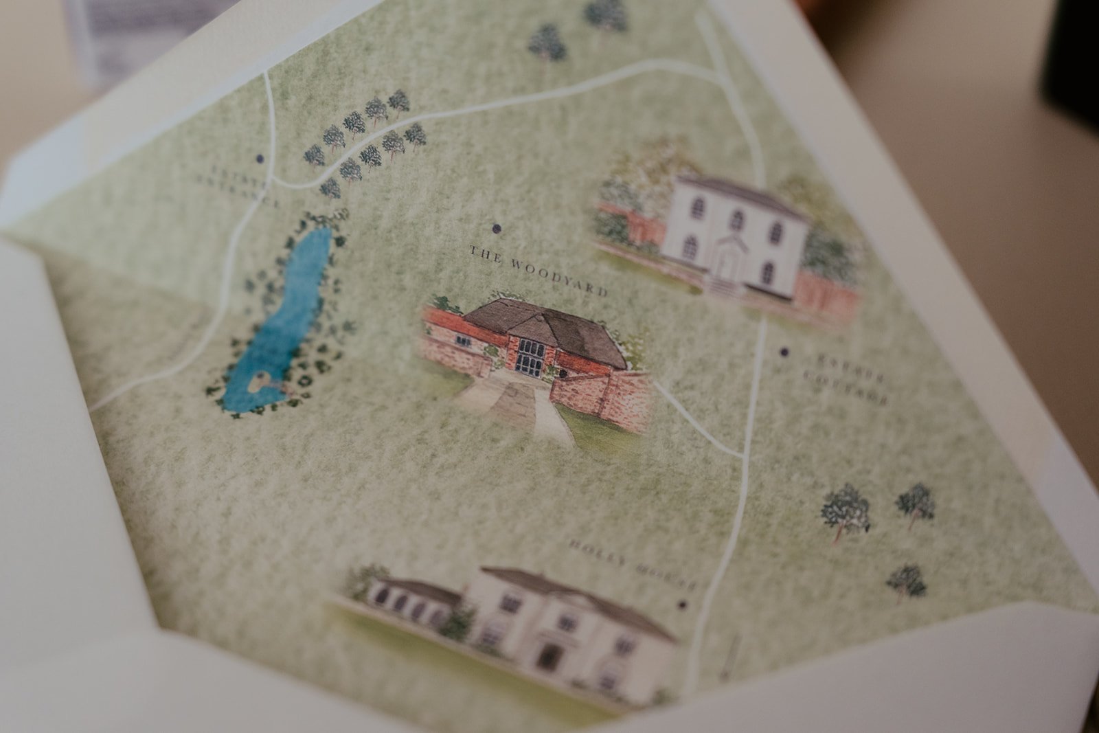 An arial printed watercolour map of Worstead Estate