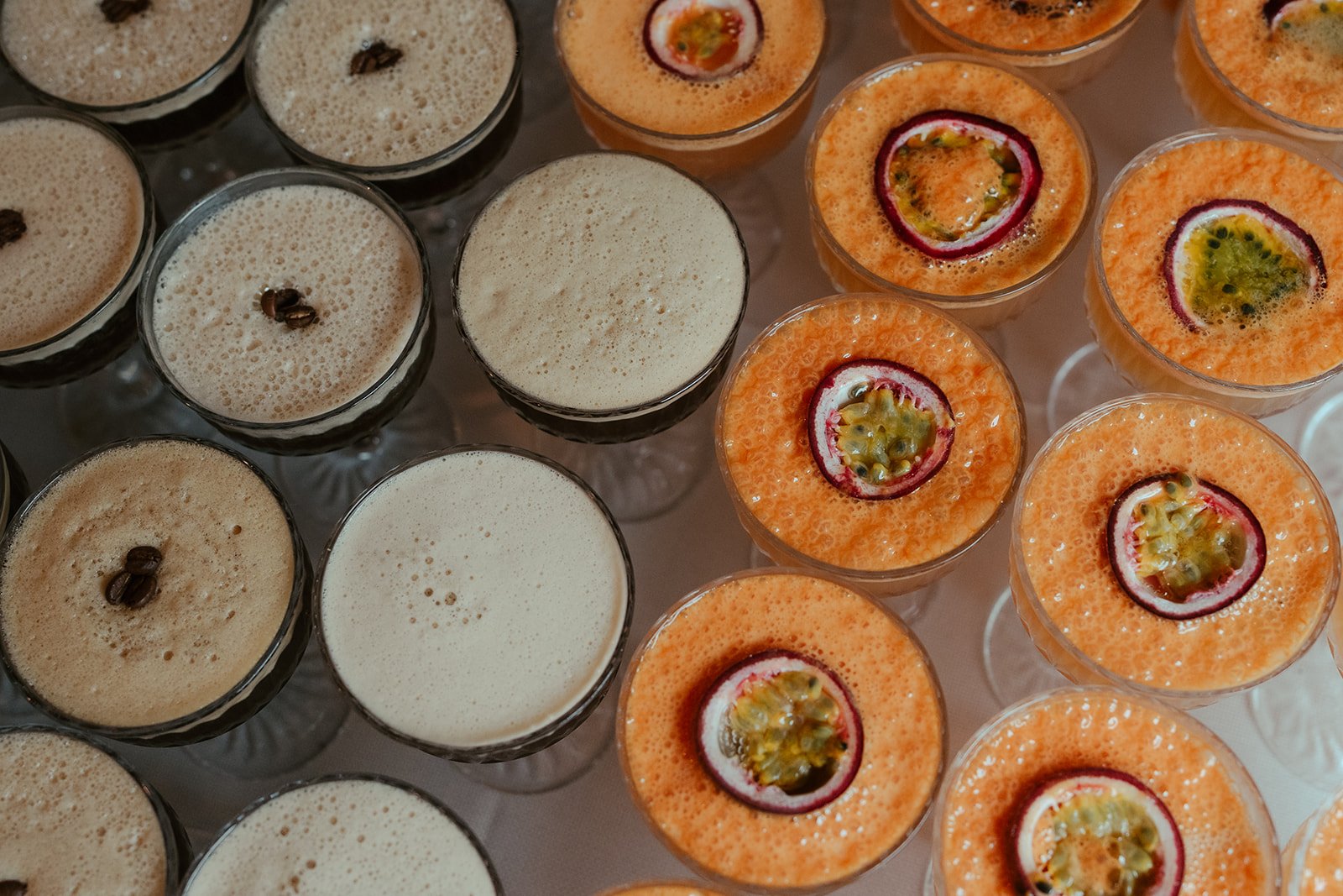 Cocktails lined up from Florentina Catering