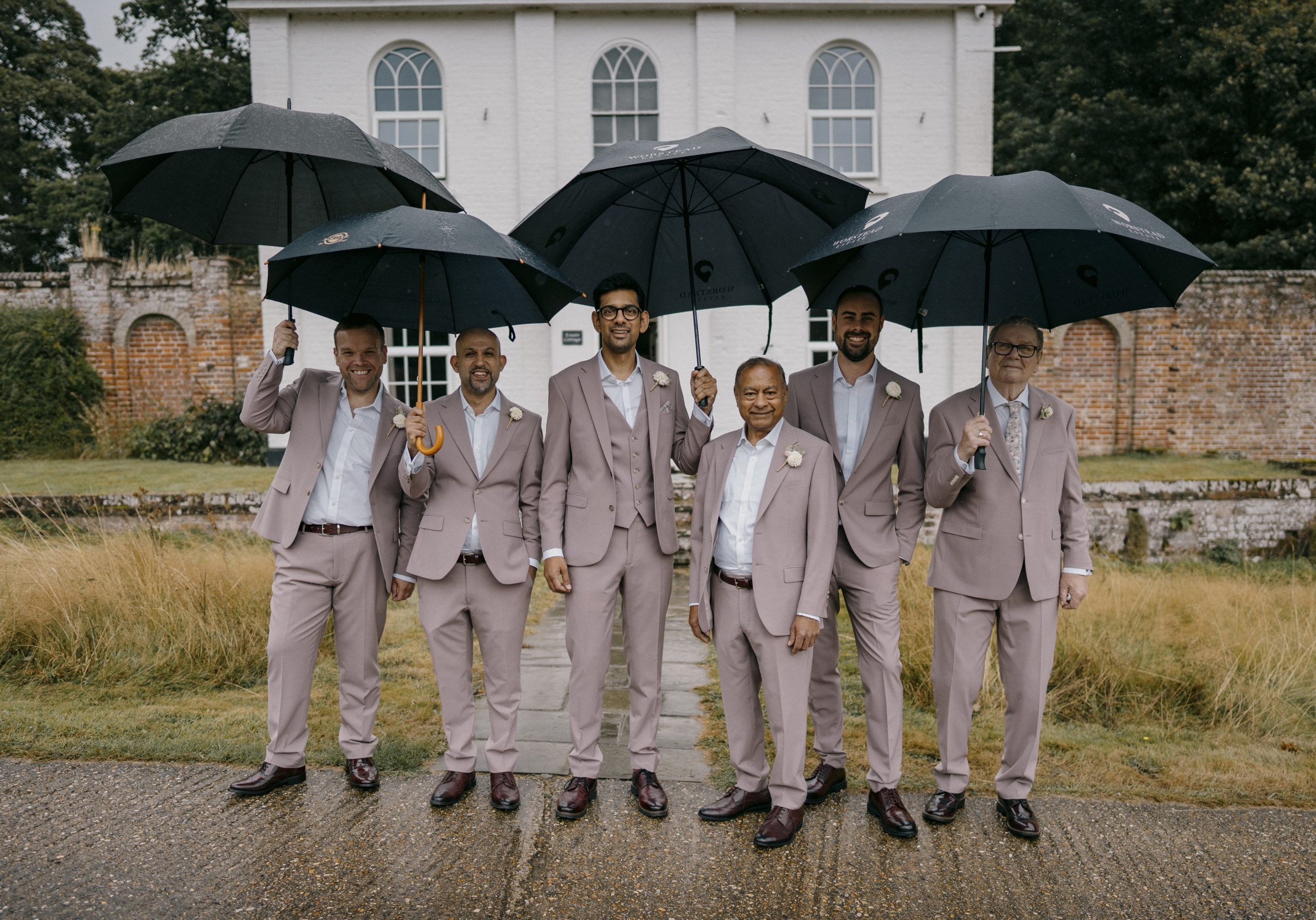 Groom and groomsmen for Worstead Estate wedding