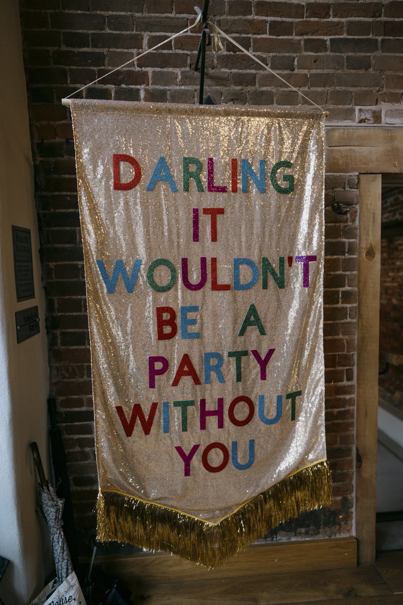 Fun wedding sign at Worstead Estate