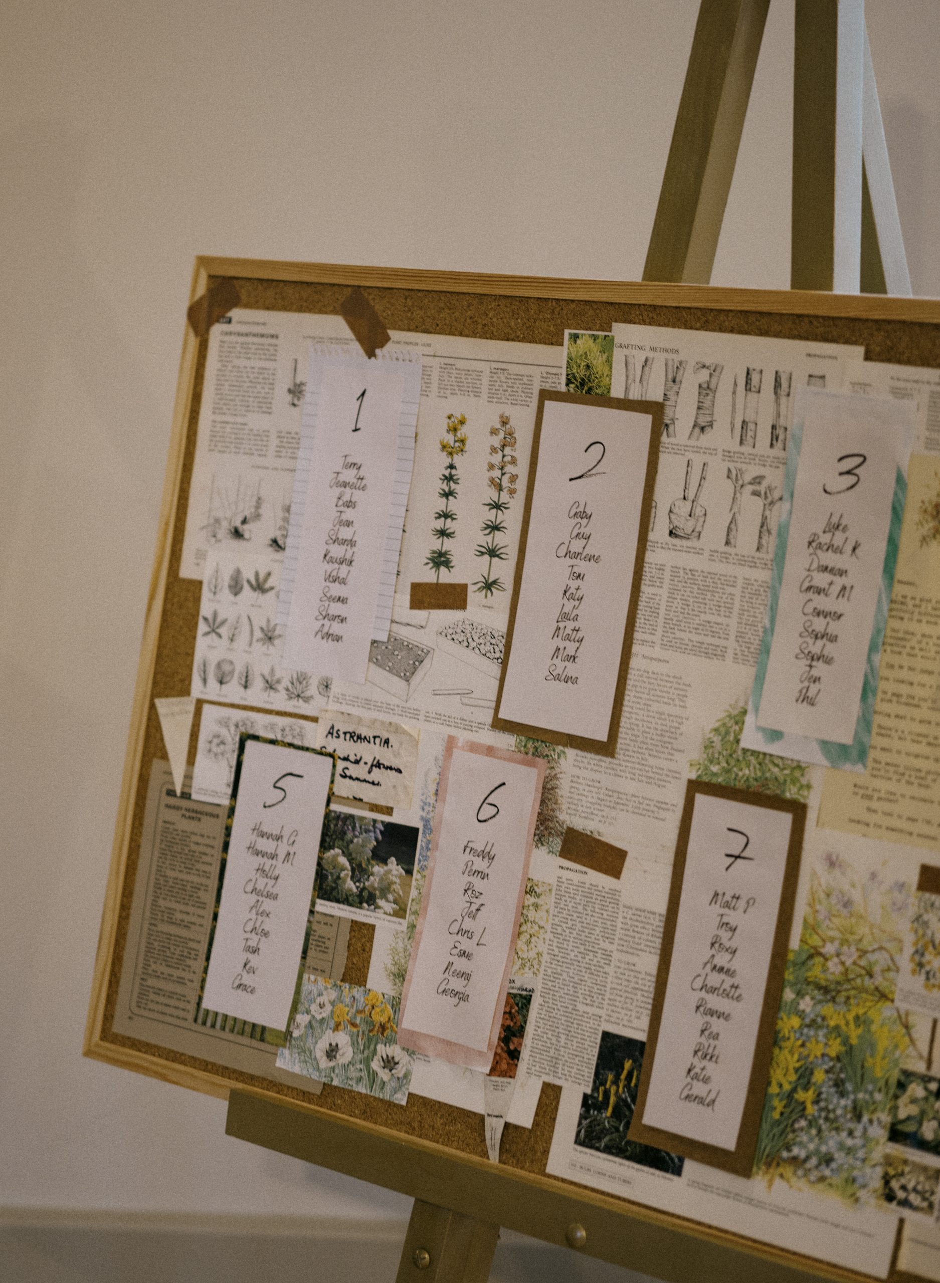 Seating table plan at Worstead estate wedding