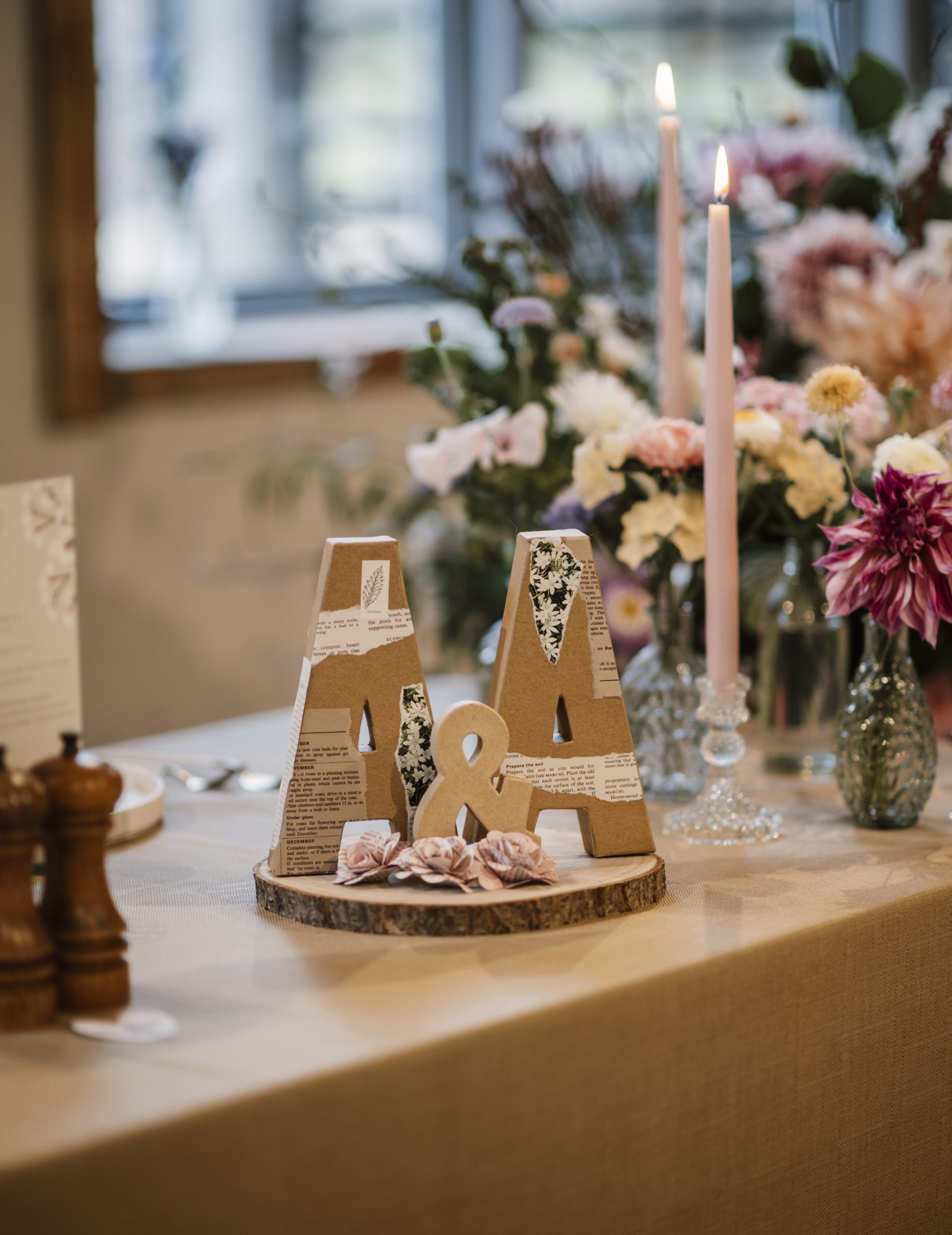 Candles and tablescape at Worstead estate wedding