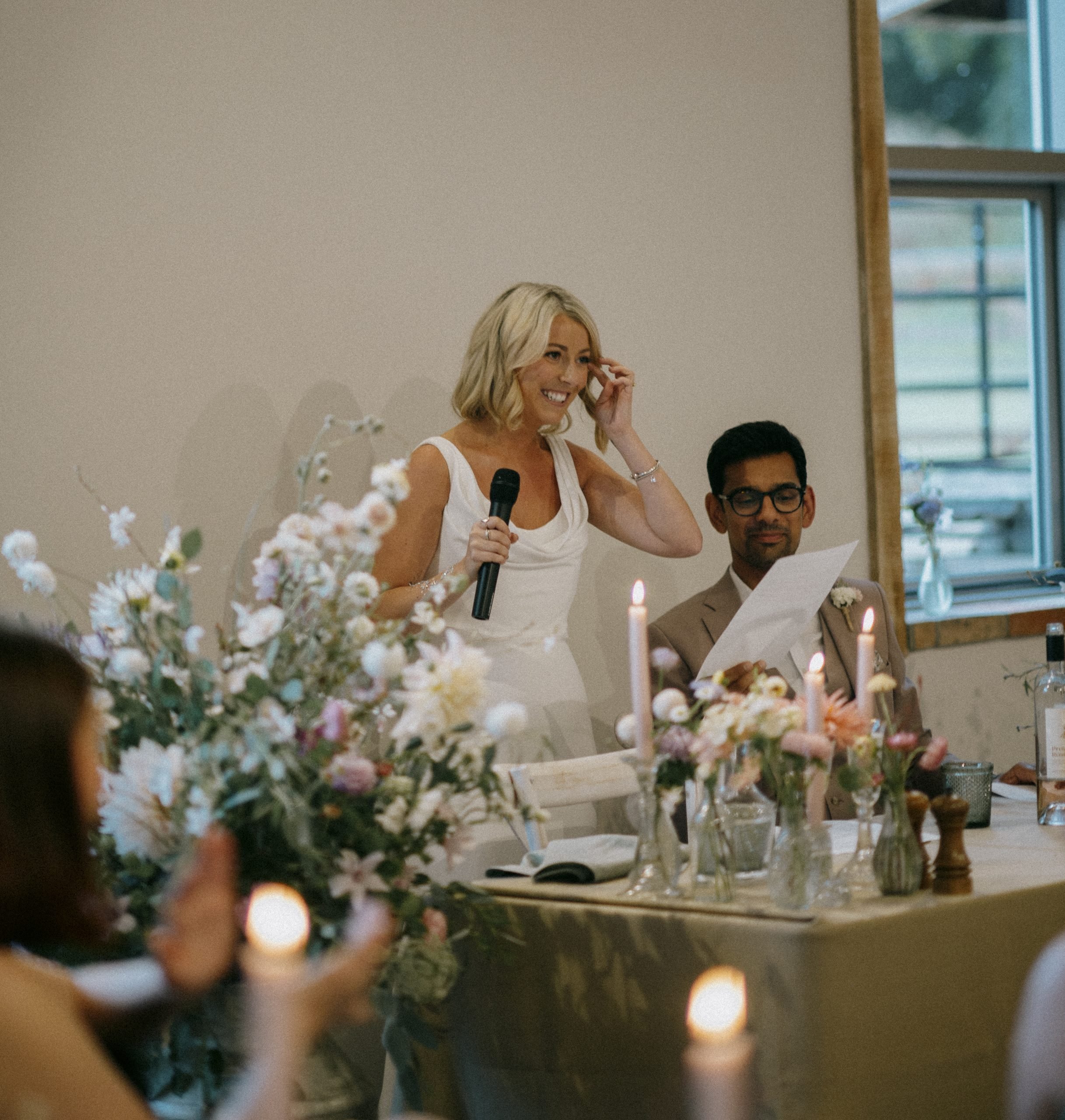 A speech from the bride at the wedding breakfast