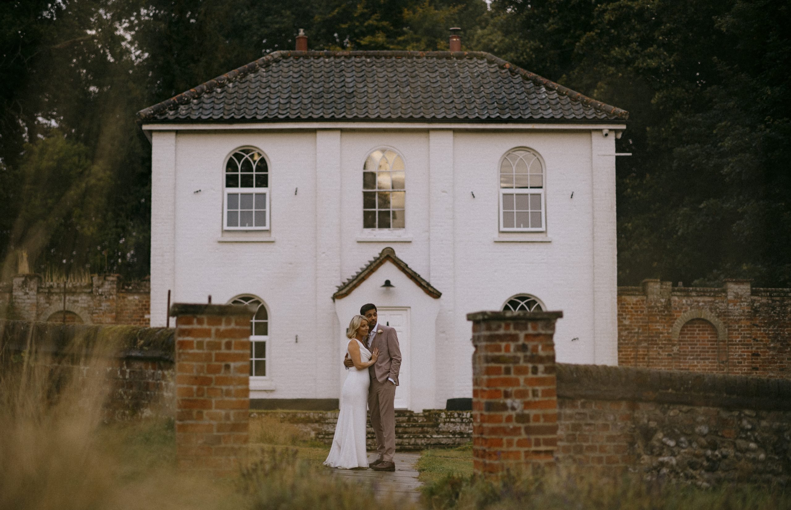 The bride and groom together at Worstead Estate