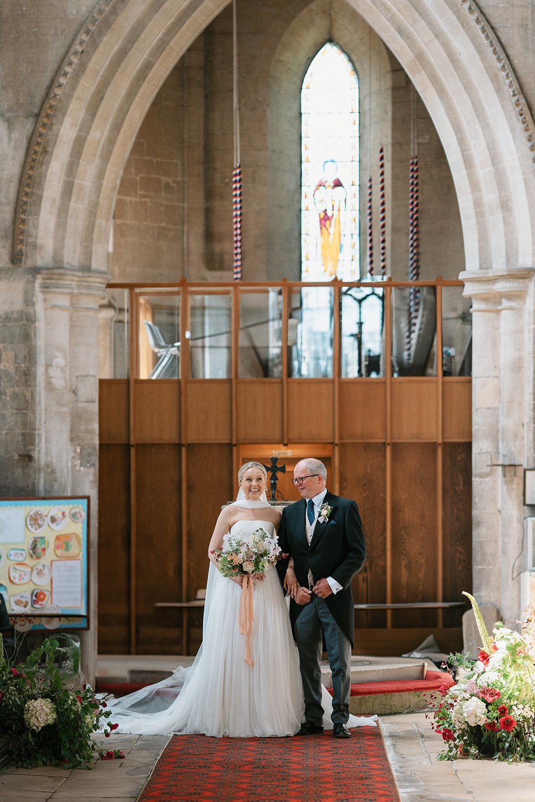Bride and father of bride at church ceremony, coordinated by Hardesty Event Design