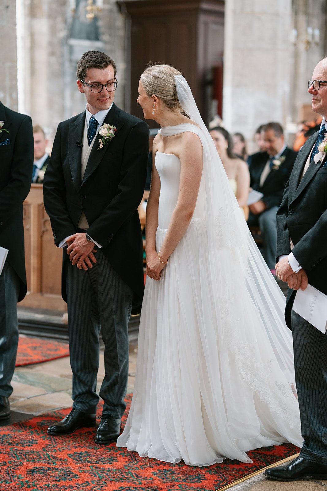 Bride and groom at church ceremony, coordinated by Norfolk uk wedding planners Hardesty Event Design