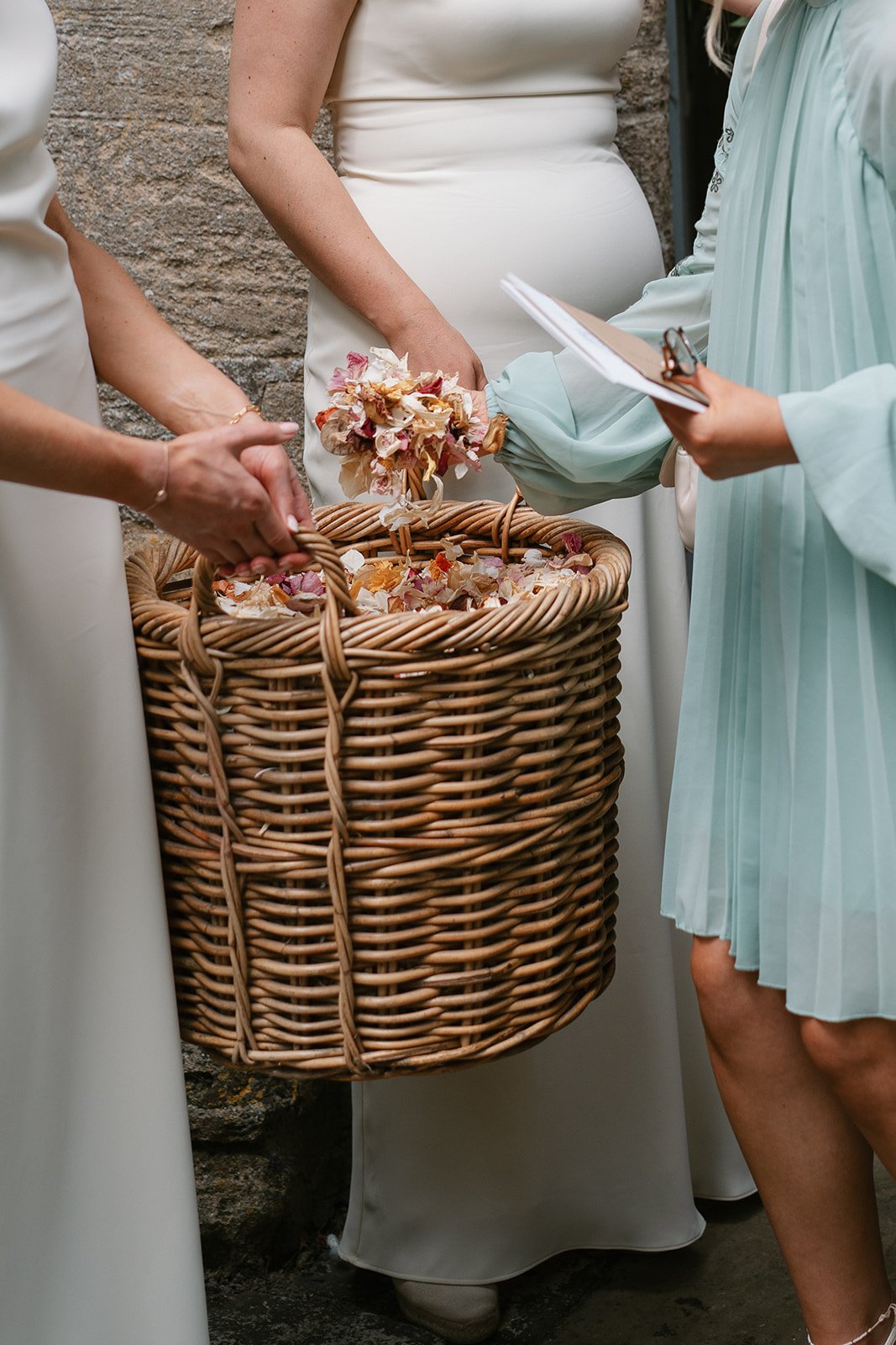 dried petals of flowers for confetti at a luxury church wedding in lincolnshire UK, planned by Hardesty Event Design