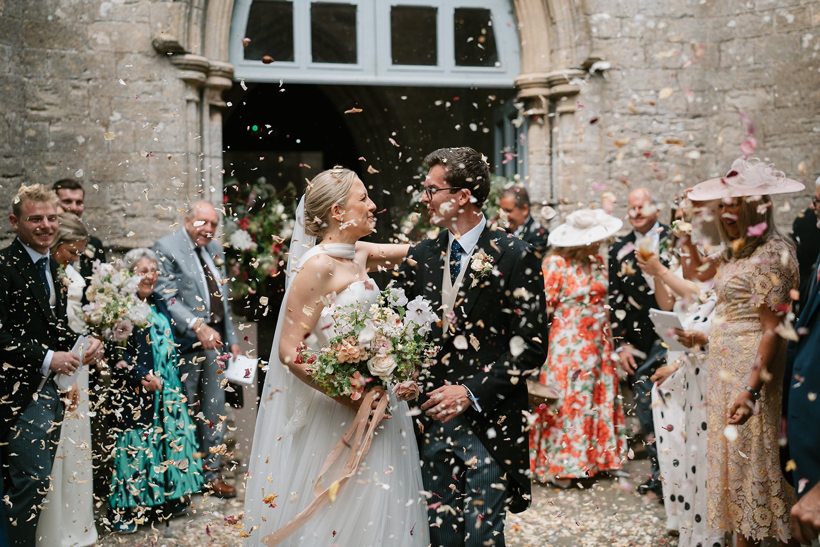 london wedding planner Hardesty Event Design coordinating a confetti throw outside the church for bride and groom